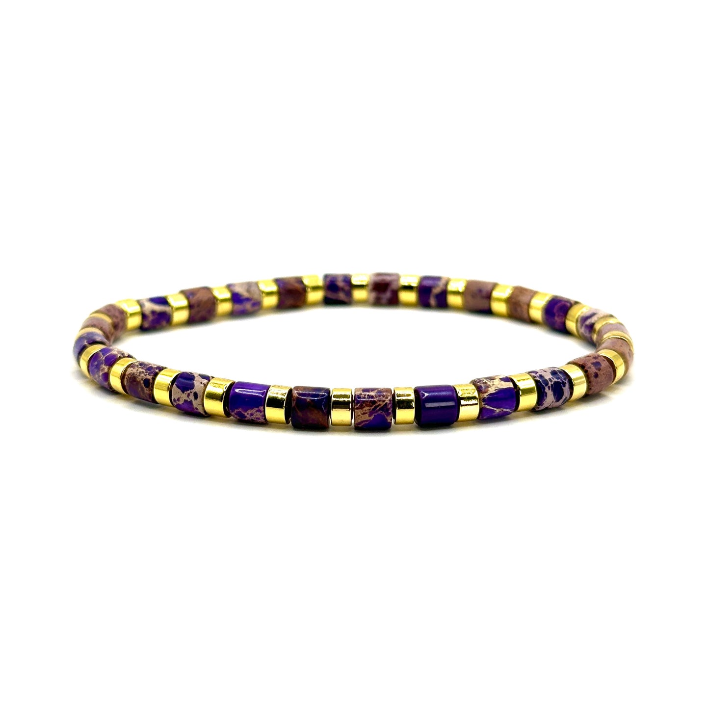 Pulsera elástica - Jaspe morado (PPNAT-038)