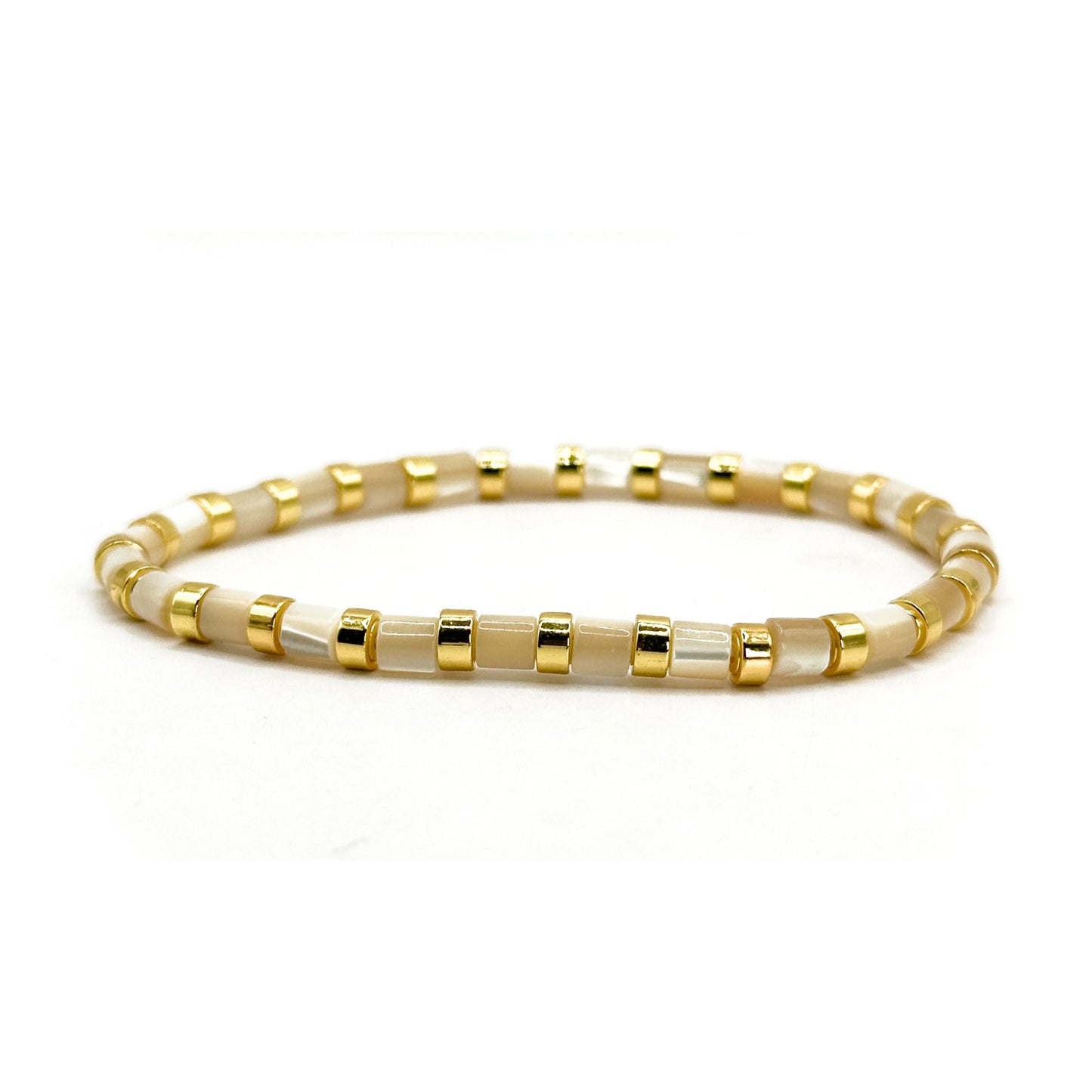 Pulsera elástica - Concha nácar ámbar (PPNAT-002)
