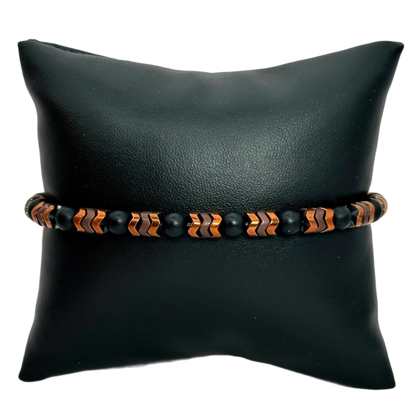 Pulsera elástico - Ónix y Hematita (PCAB-012)