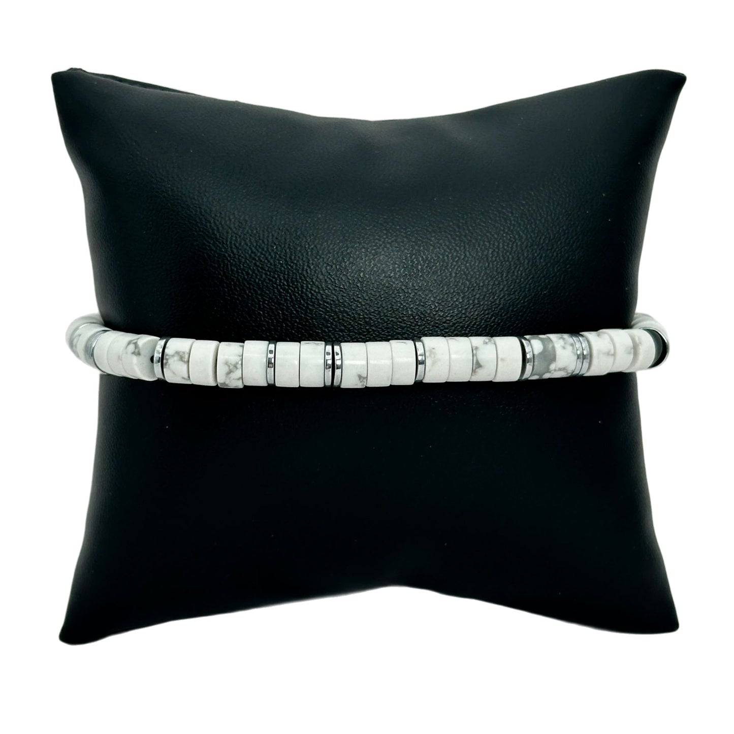 Pulsera ajustable - Howlita y Hematita (PCAB-053)