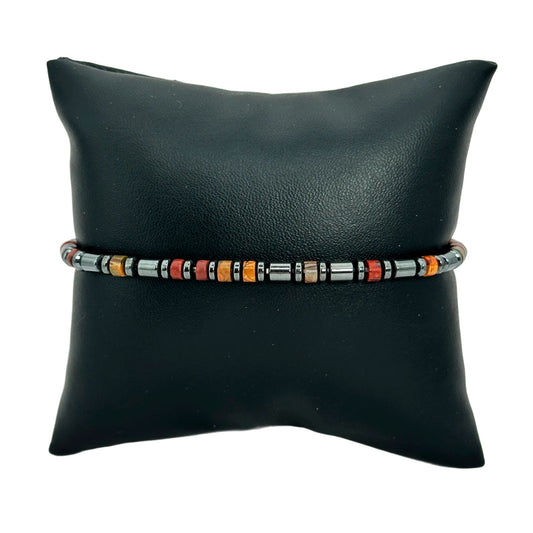 Pulsera elástica - Hematita y Jaspe (PCAB-093)