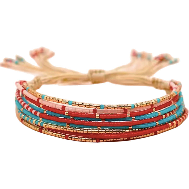 Pulsera Miyuki - Tiras Varias Rojo (PMTITVR1021)