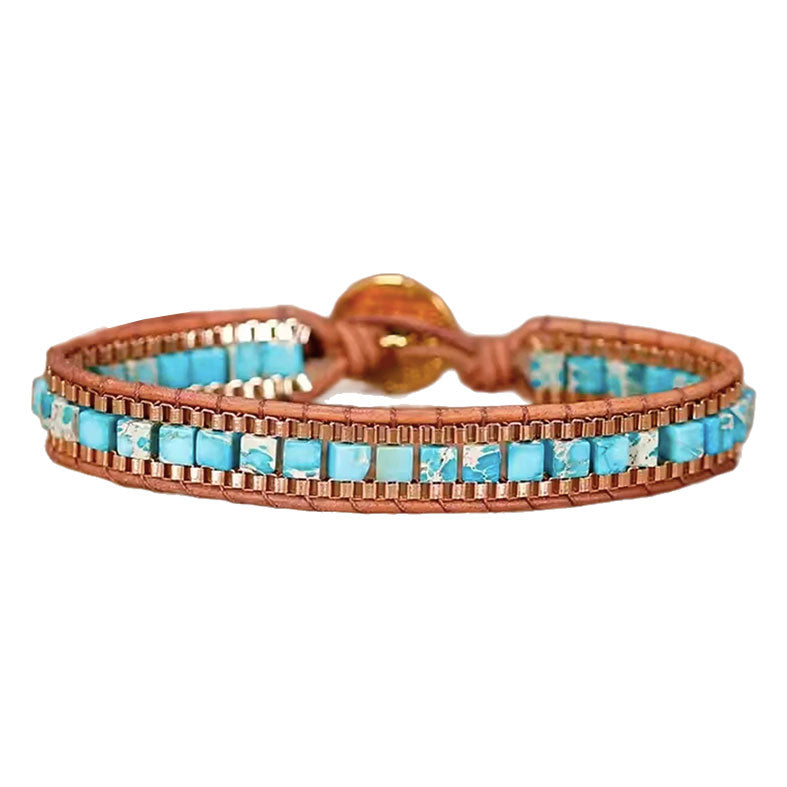 Pulsera Piedra Piel Broche - Turquesa (PPBJT1047)