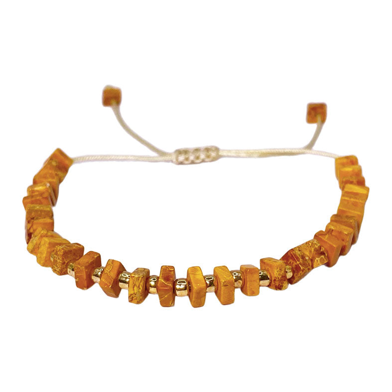 Pulsera Piedra - Cuadros Jaspe Amarillo (PPCJA1043)