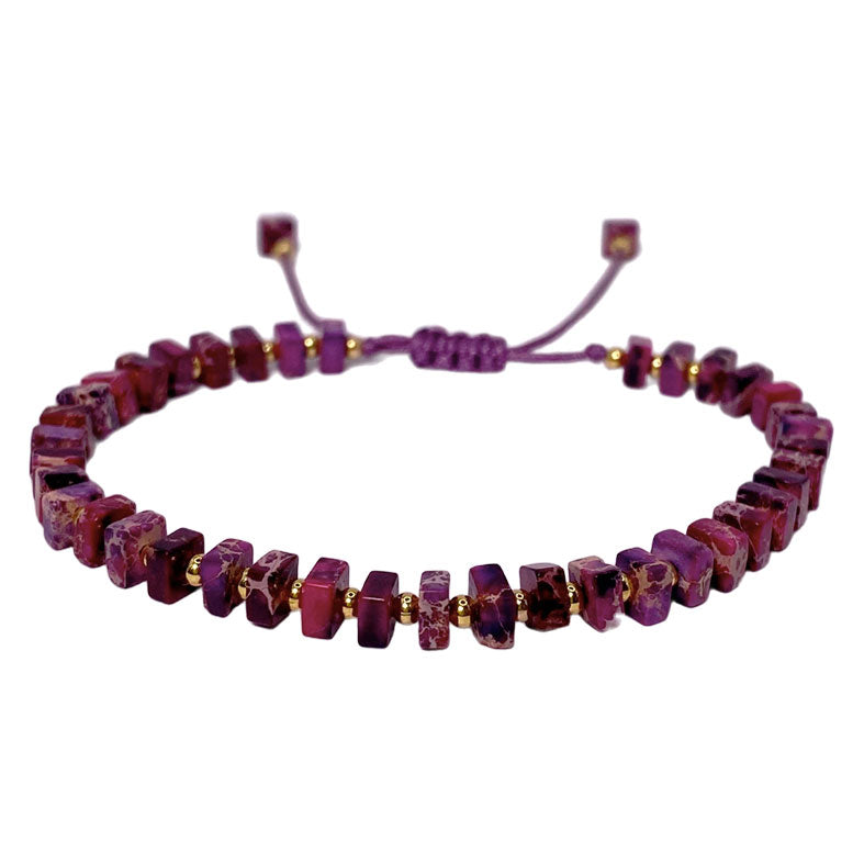 Pulsera Piedra - Cuadros Jaspe Morado (PPCJM1044)