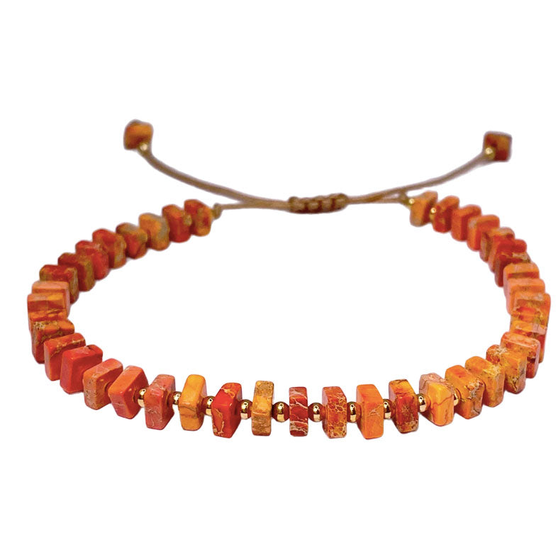 Pulsera Piedra - Cuadros Jaspe Naranja