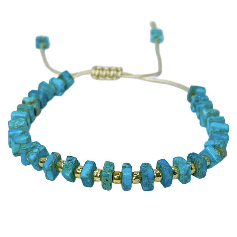 Pulsera Piedra - Cuadros Jaspe Turquesa (PPCJT1040)