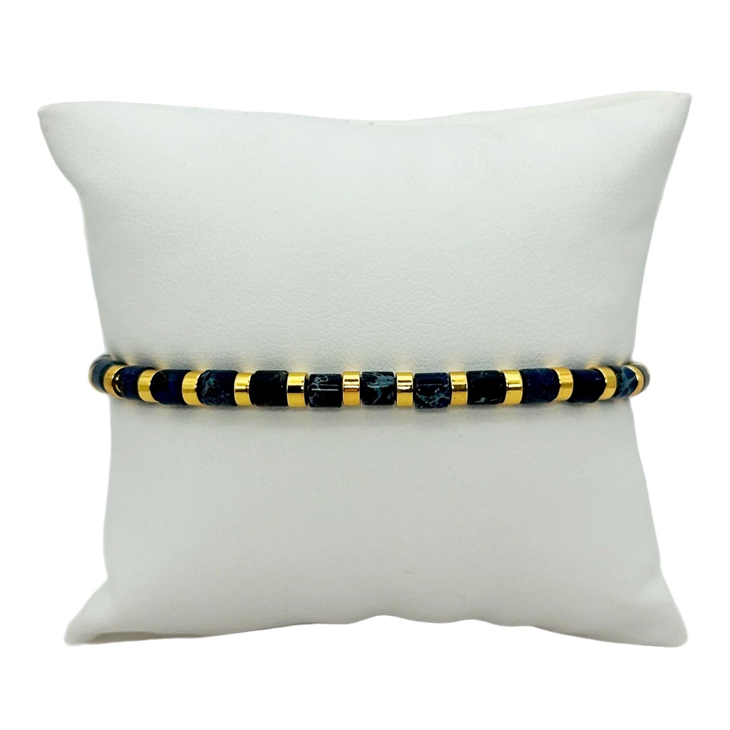 Pulsera elástica - Jaspe Marino (PPNAT-033)