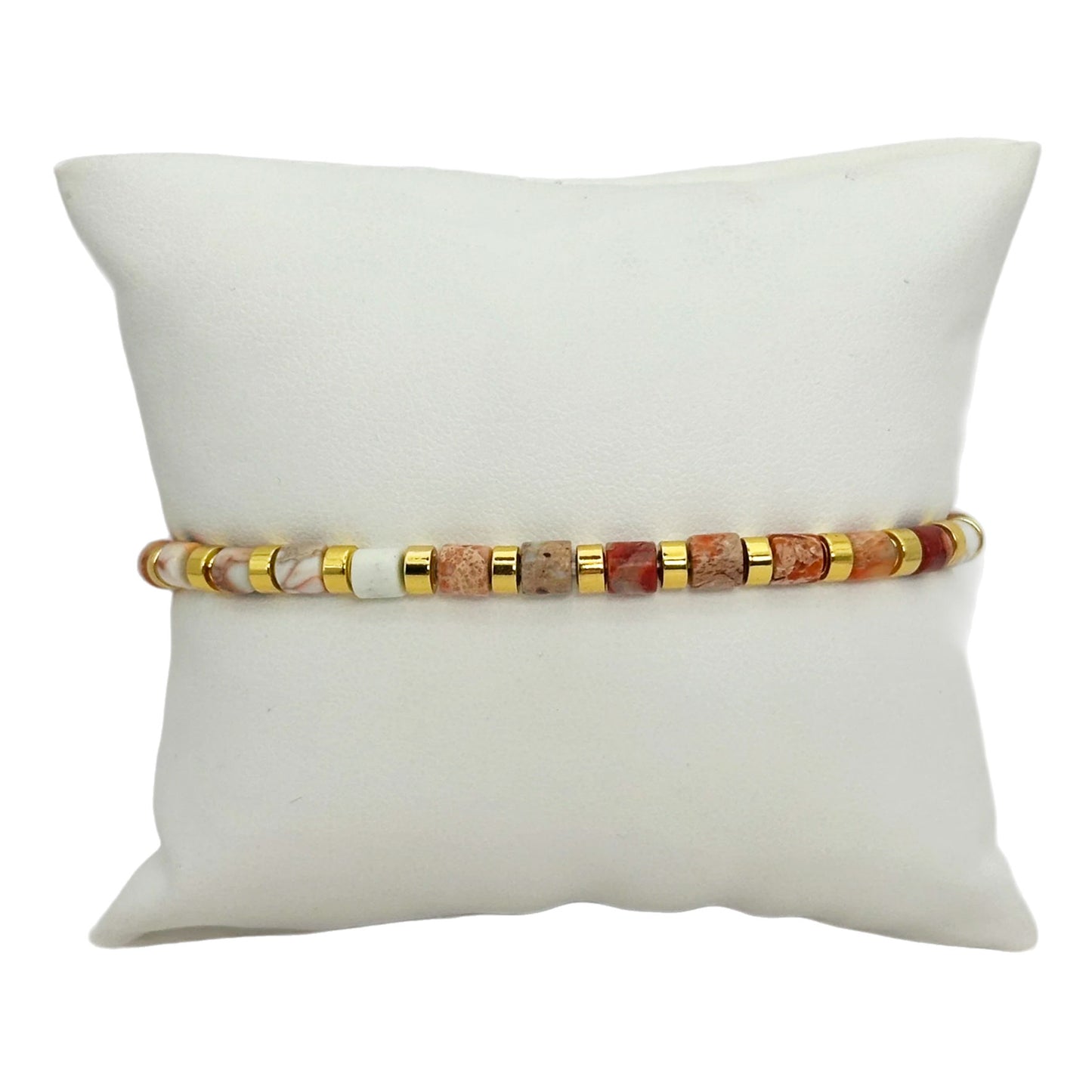 Pulsera elástica - Jaspe Marfil (PPNAT-045)
