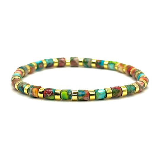 Pulsera elástica - Jaspe Jardín (PPNAT-005)