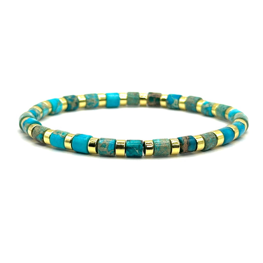 Pulsera elástica - Jaspe turquesa (PPNAT-036)