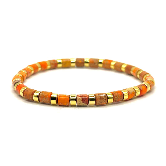Pulsera elástica - Jaspe Naranja (PPNAT-015)