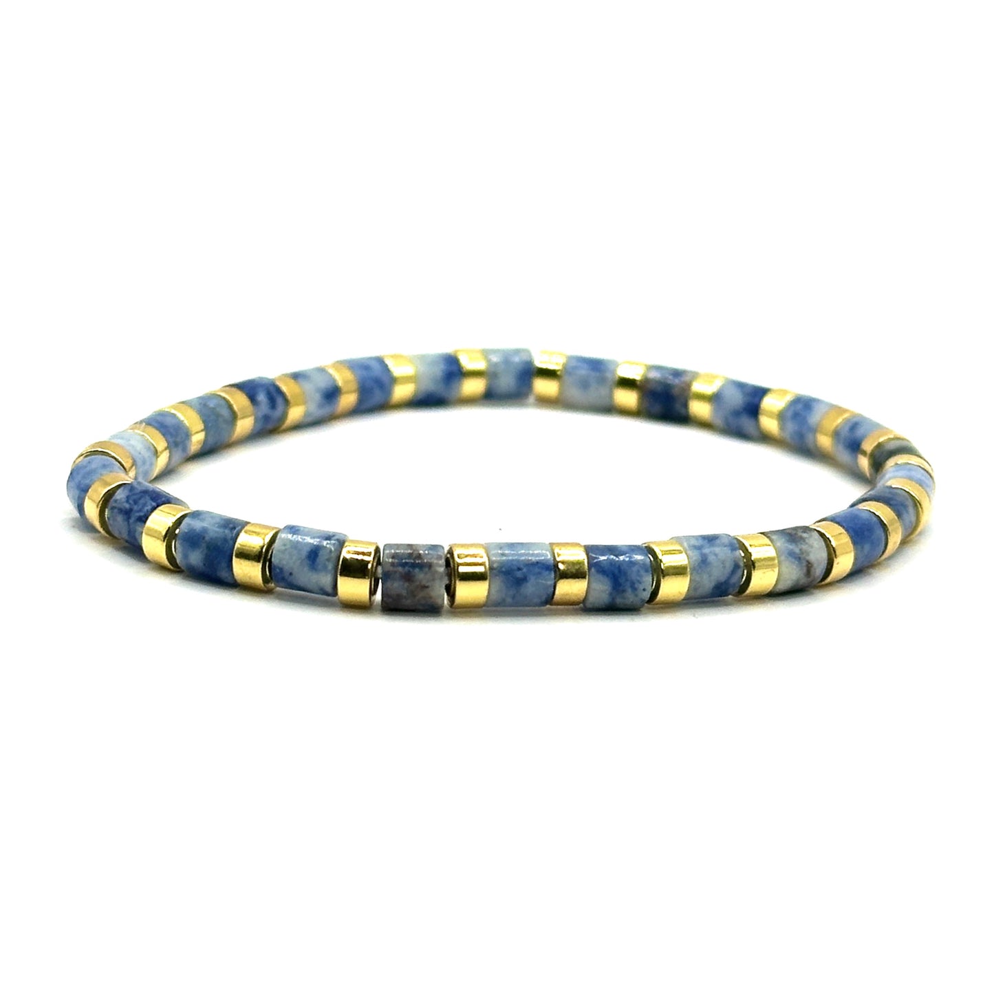 Pulsera elástica - Jaspe mancha azul (PPNAT-011)