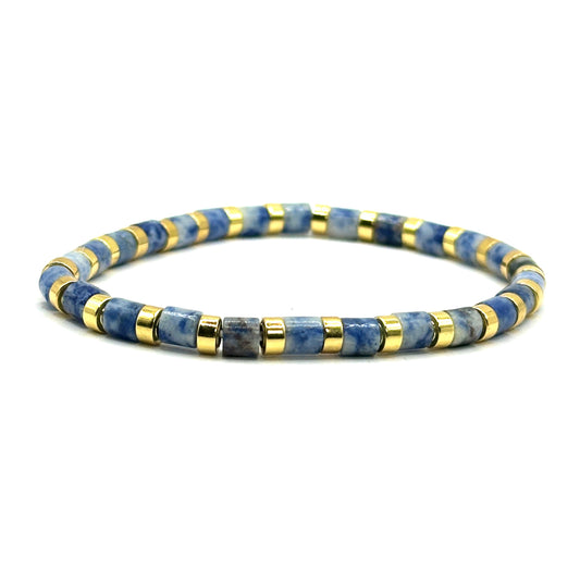Pulsera elástica - Jaspe mancha azul (PPNAT-011)