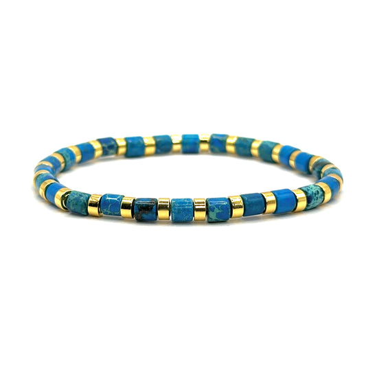 Pulsera elástica - Jaspe Lago Azul (PPNAT-050)
