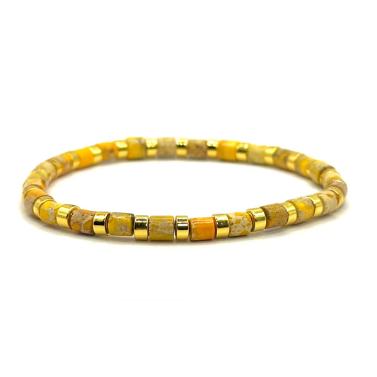 Pulsera elástica - Jaspe amarillo (PPNAT-021)
