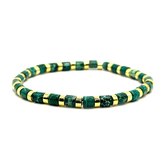 Pulsera elástica - Jaspe Verde (PPNAT-013)