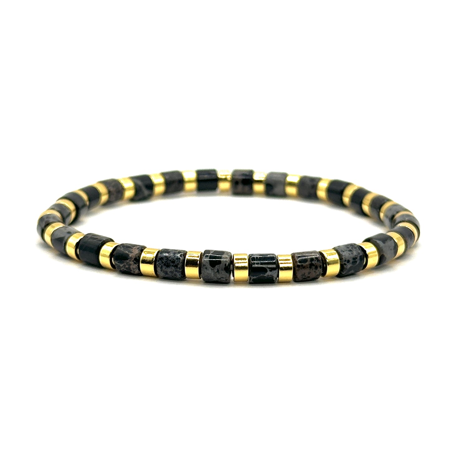 Pulsera elástica - Jaspe negro (PPNAT-017)