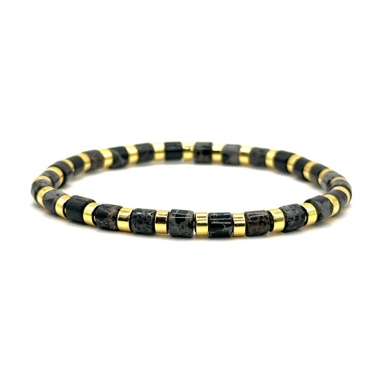 Pulsera elástica - Jaspe negro (PPNAT-017)