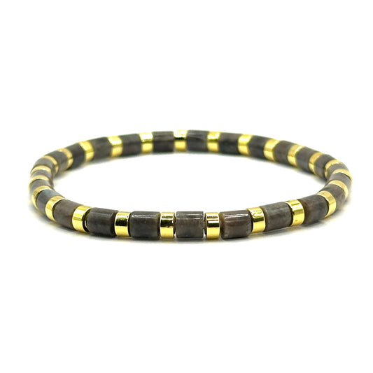 Pulsera elástica - Labradorita café (PPNAT-030)