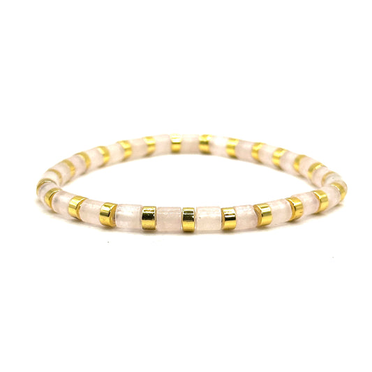 Pulsera elástica - Cuarzo rosa (PPNAT-040)