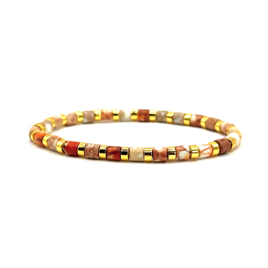 Pulsera elástica - Jaspe Marfil (PPNAT-045)
