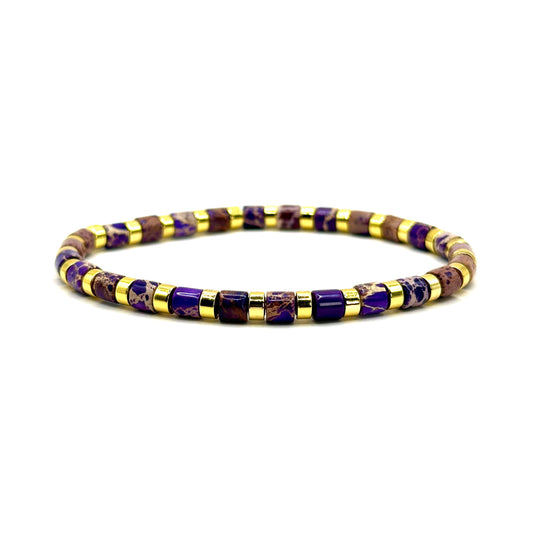 Pulsera elástica - Jaspe morado (PPNAT-038)
