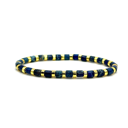 Pulsera elástica - Jaspe Marino (PPNAT-033)