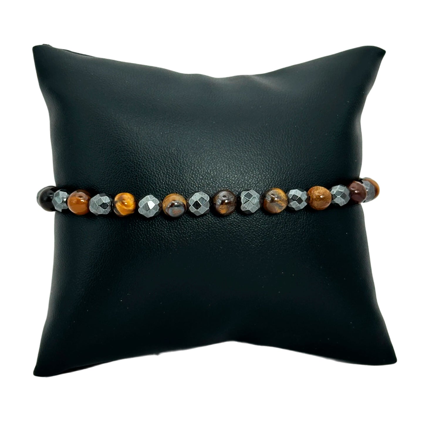 Pulsera de hilo ajustable - Ojo de tigre y Hematita (PCAB-078)