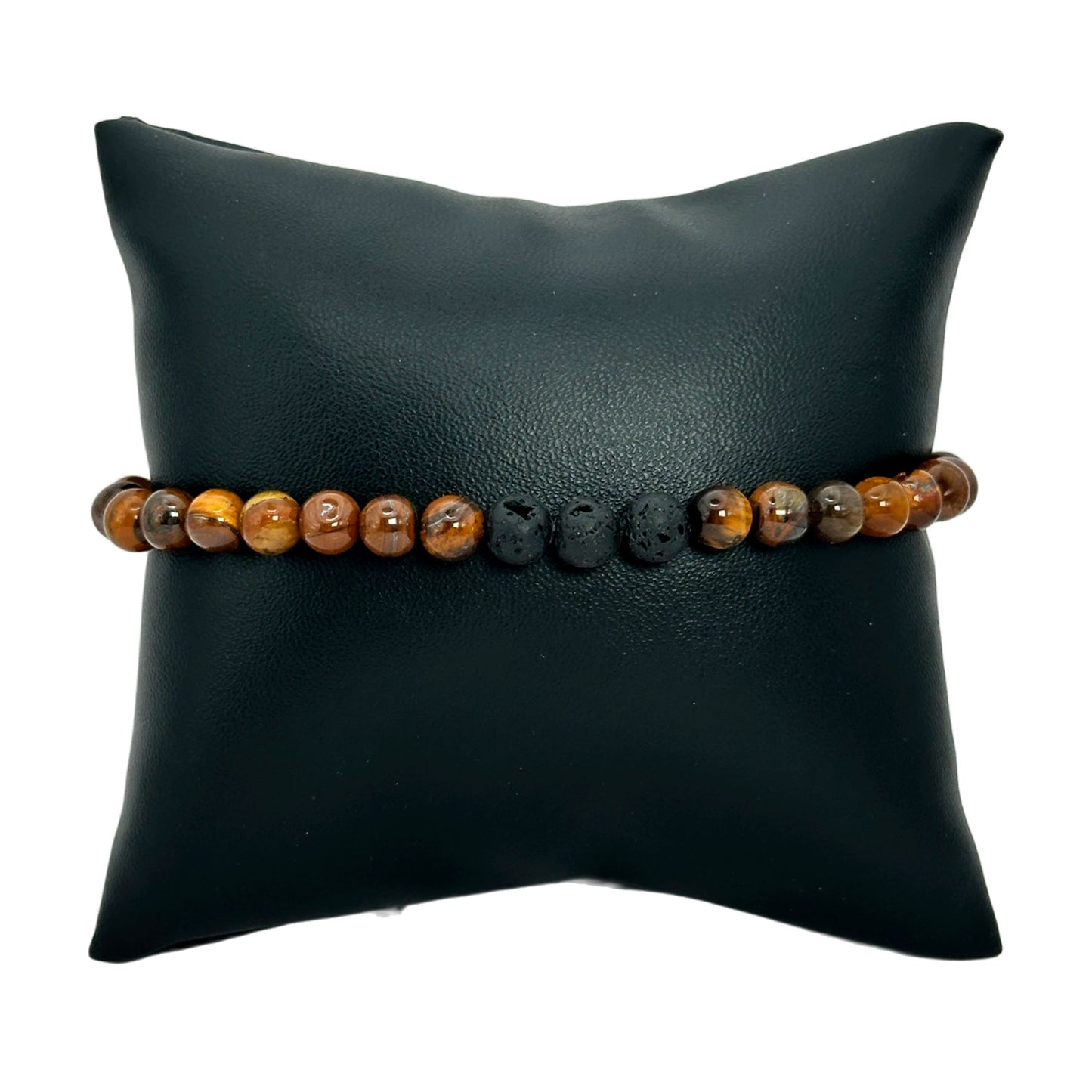 Pulsera elástico - Ojo de tigre y volcánica (PCAB-079)