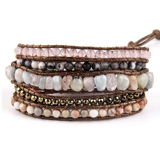 Pulsera Enrrollable Piedra - Cuarzo Rosa (PEMO1101)