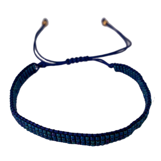 Pulsera Miyuki - 3 Líneas Azul Metal (PM3AM1011)