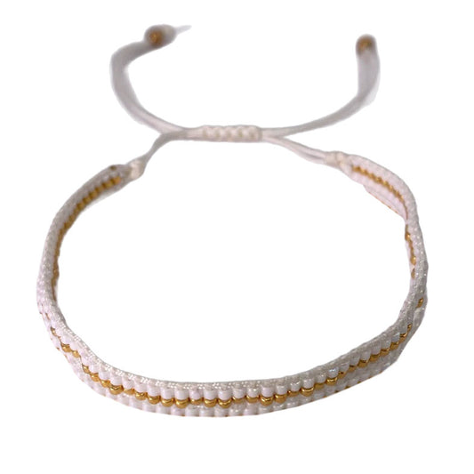 Pulsera Miyuki - 3 Líneas Dorado Blanco (PM3LDB1007)