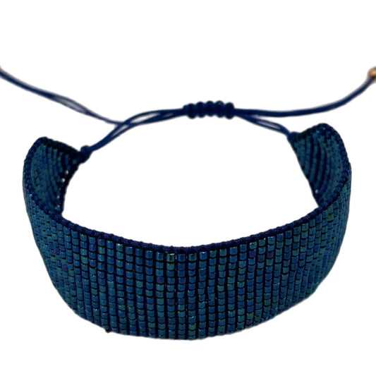 Pulsera Miyuki - Ancha Azul (PMAAM1006)