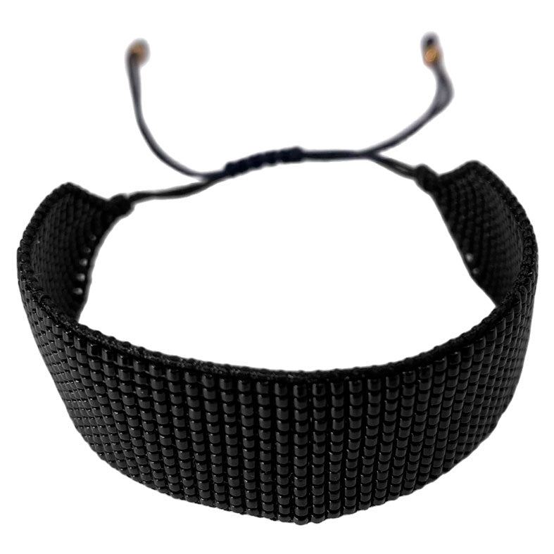 Pulsera Miyuki - Ancha Negro (PMANE1005)