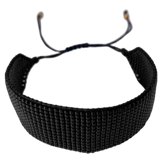 Pulsera Miyuki - Ancha Negro (PMANE1005)