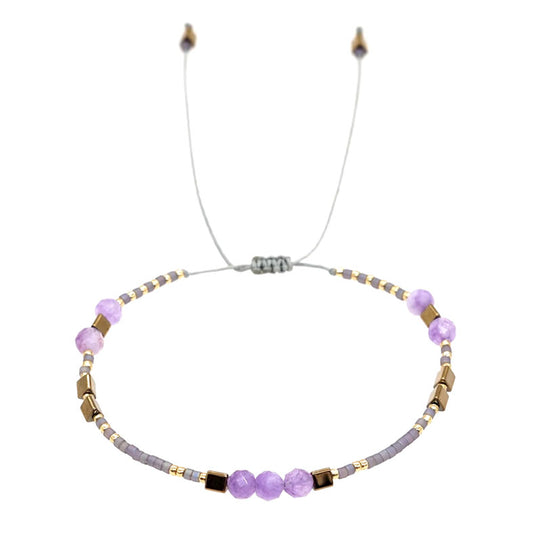 Pulsera Miyuki - Piedra Amatista (PMPAMB1038)