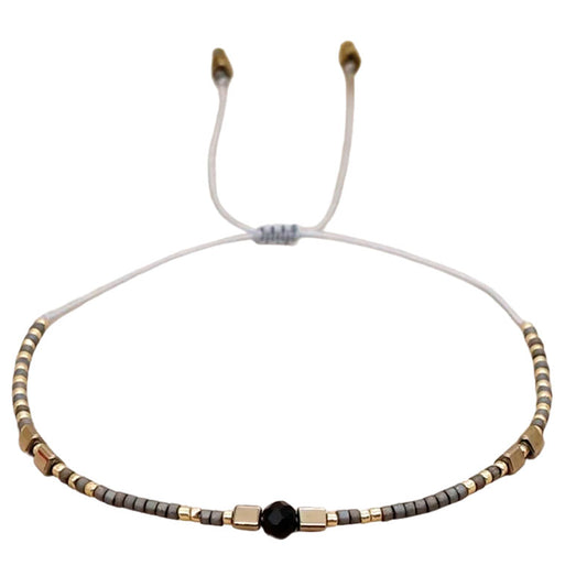 Pulsera Miyuki - Piedra Agata Negra (PMPAN1031)