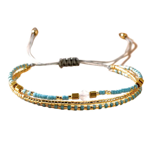 Pulsera Miyuki - Tiras Opalo Blanco (PMTIOP1018)