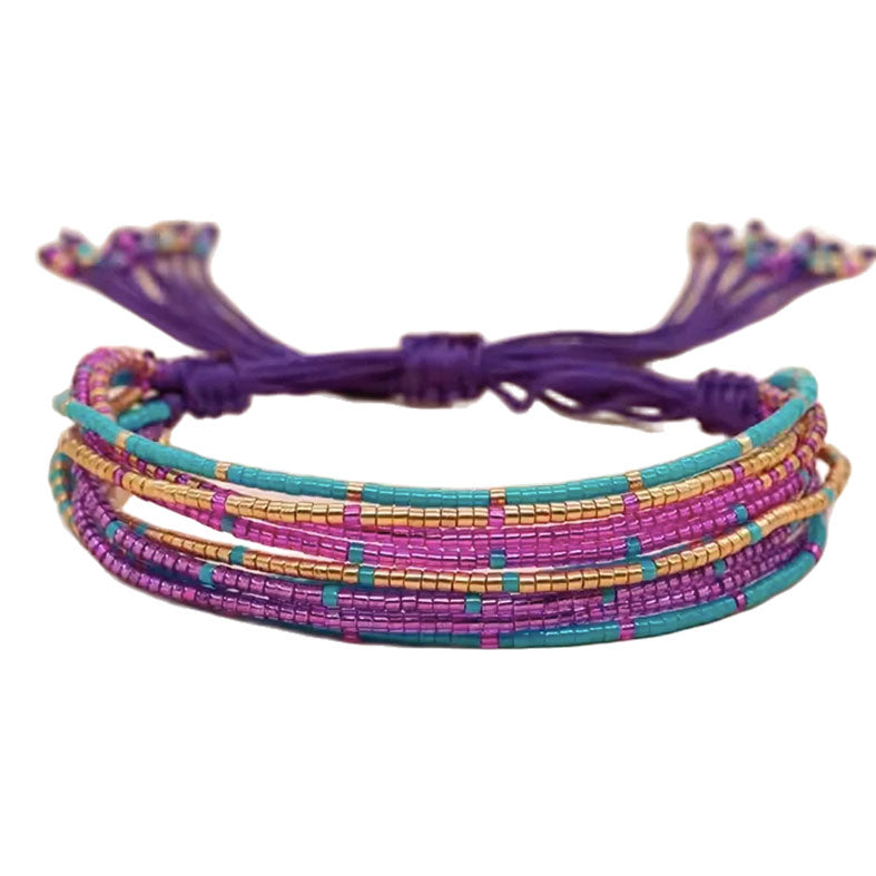 Pulsera Miyuki - Tiras Varias Morado (PMTITVM1020)