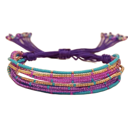 Pulsera Miyuki - Tiras Varias Morado (PMTITVM1020)