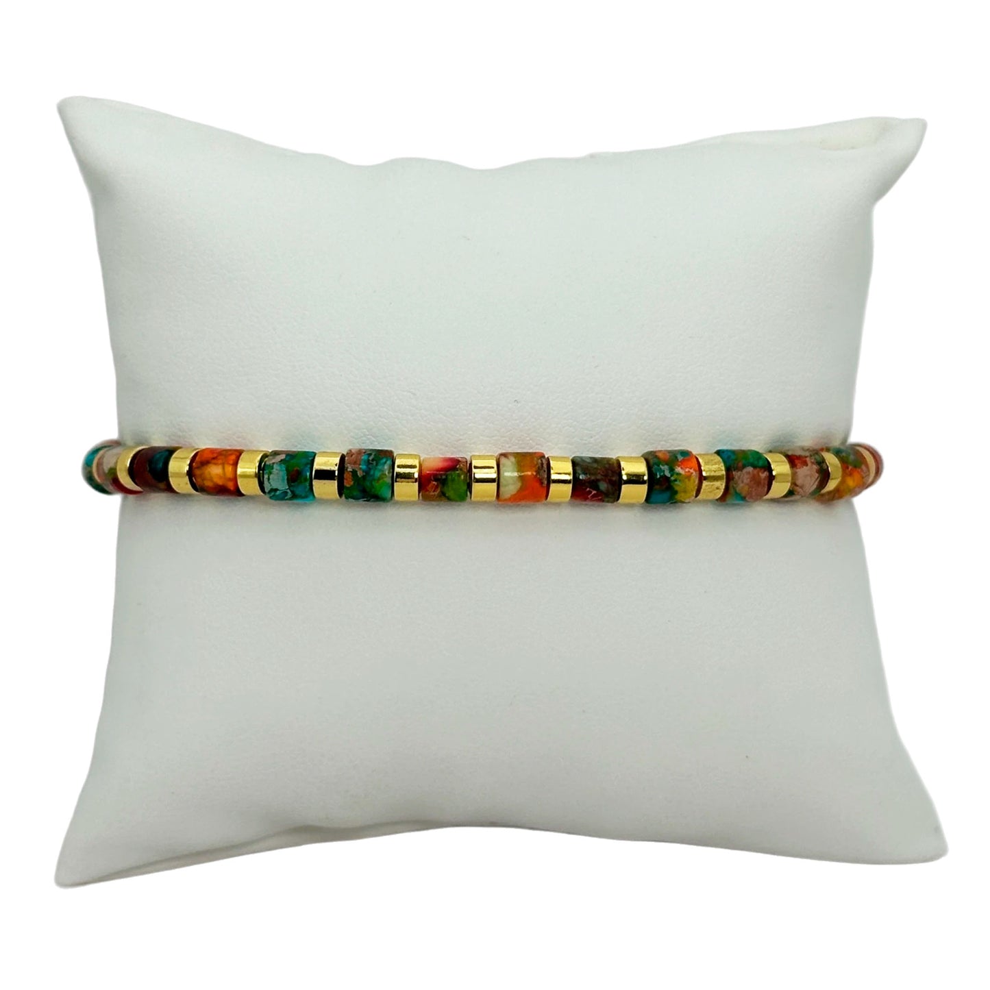 Pulsera elástica - Jaspe Jardín (PPNAT-005)
