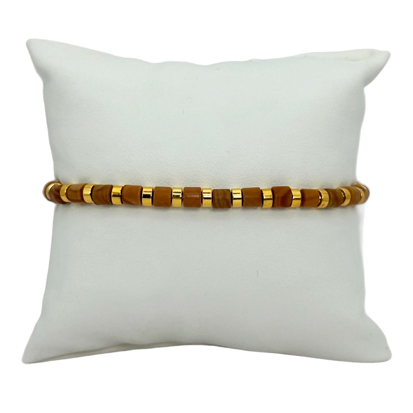 Pulsera elástica - Jaspe madera (PPNAT-026)