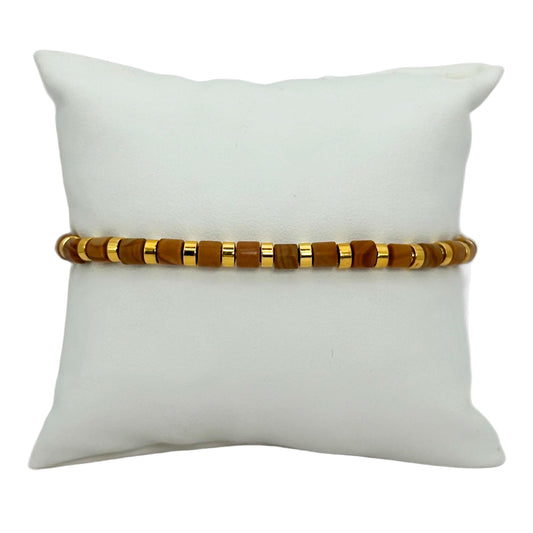 Pulsera elástica - Jaspe madera (PPNAT-026)