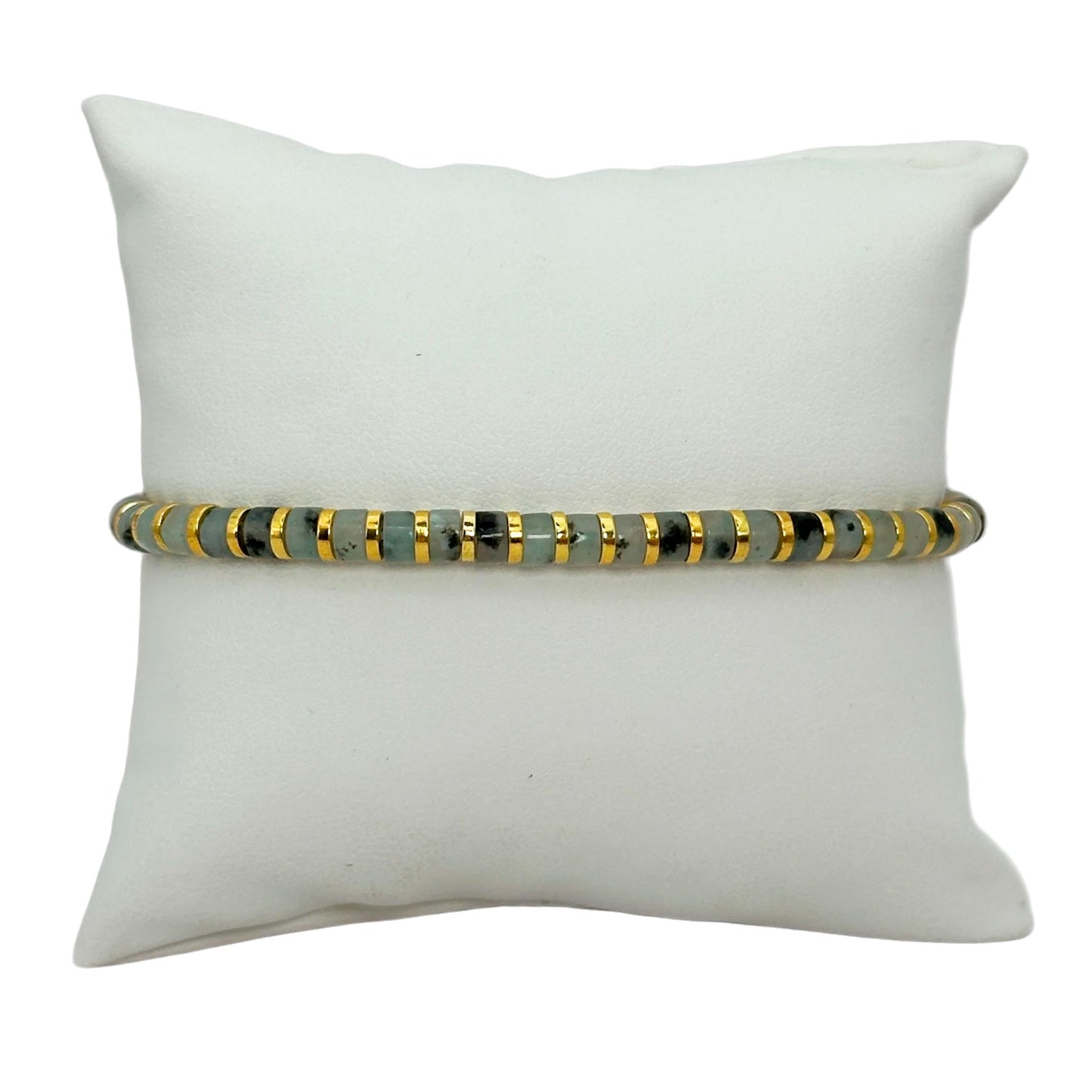 Pulsera elástica - Jaspe kiwi (PPNAT-029)