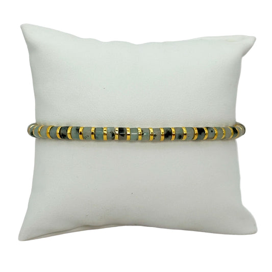 Pulsera elástica - Jaspe kiwi (PPNAT-029)