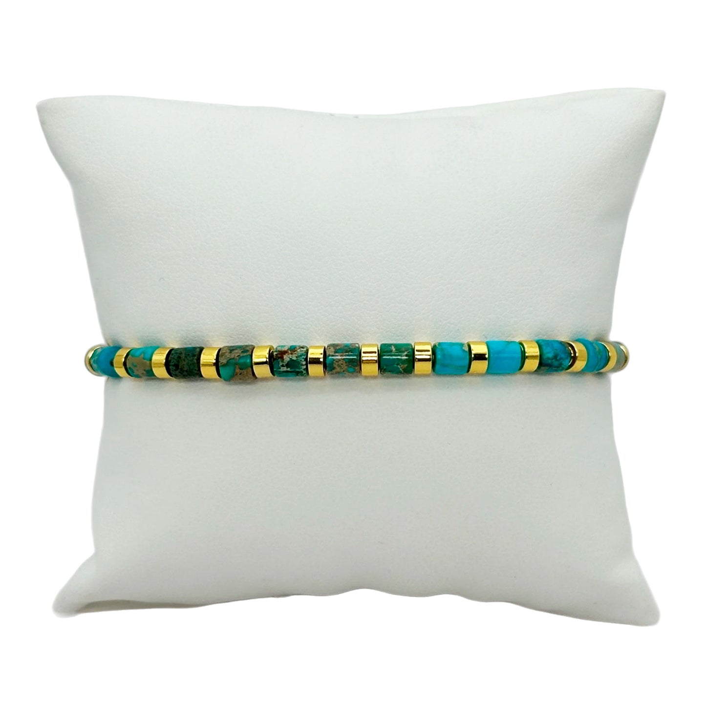 Pulsera elástica - Jaspe turquesa (PPNAT-036)