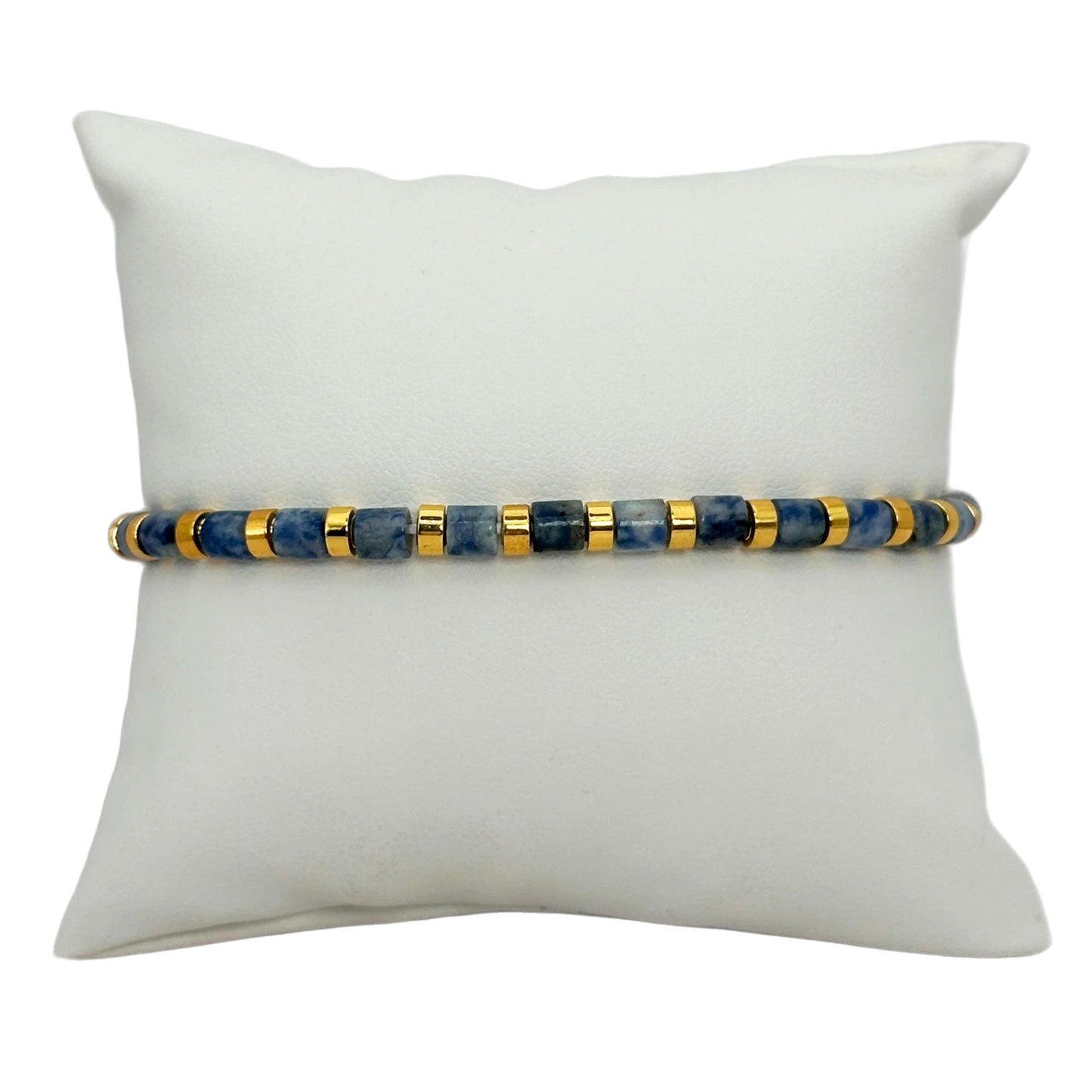 Pulsera elástica - Jaspe mancha azul (PPNAT-011)